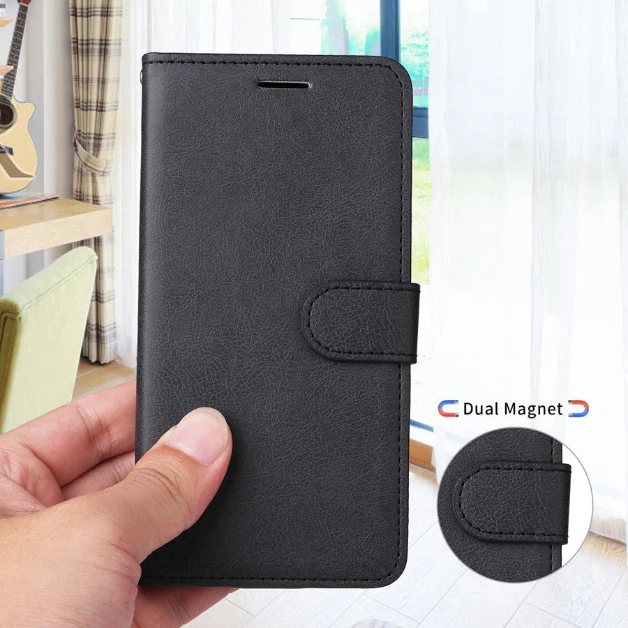 Multi-Functional Leather Wallet Case with Magnetic Flip & Stand - for iPhone X/XS/XR/SE/11/12 Series