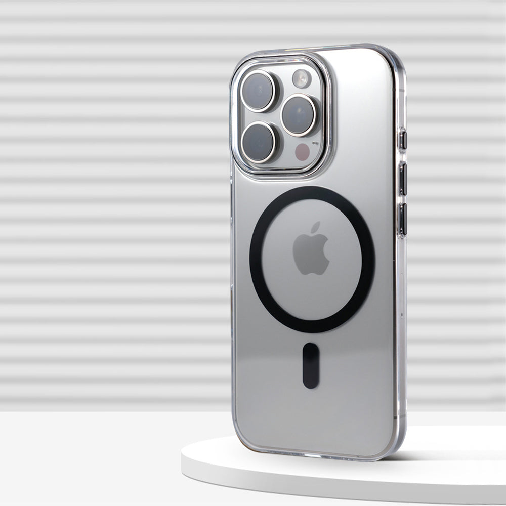 Ultra-Thin Crystal Clear MagSafe Case for iPhone with Colour Accents & Metal Buttons