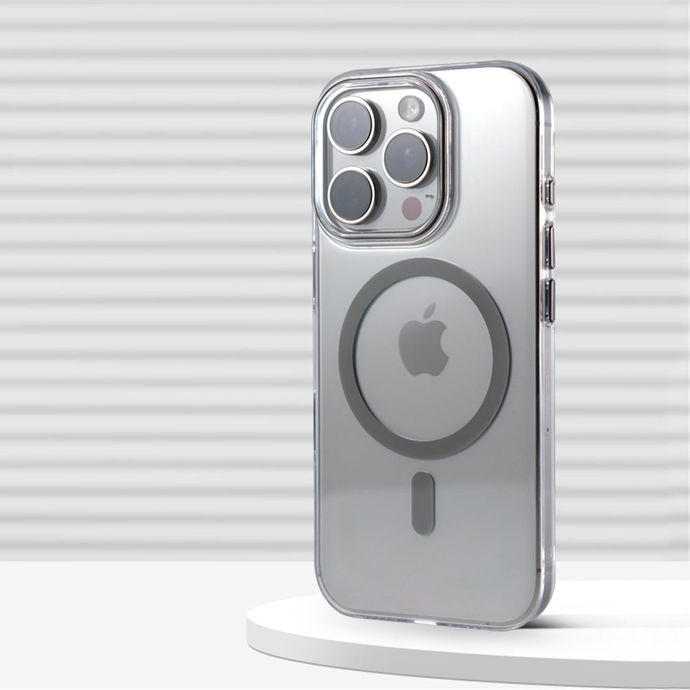 Ultra-Thin Crystal Clear MagSafe Case for iPhone with Colour Accents & Metal Buttons