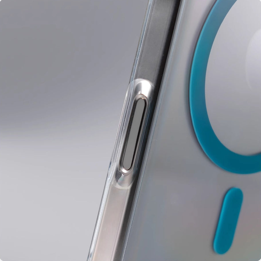 Ultra-Thin Crystal Clear MagSafe Case for iPhone with Colour Accents & Metal Buttons