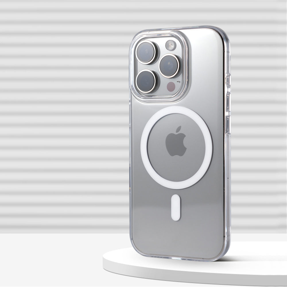Ultra-Thin Crystal Clear MagSafe Case for iPhone with Colour Accents & Metal Buttons