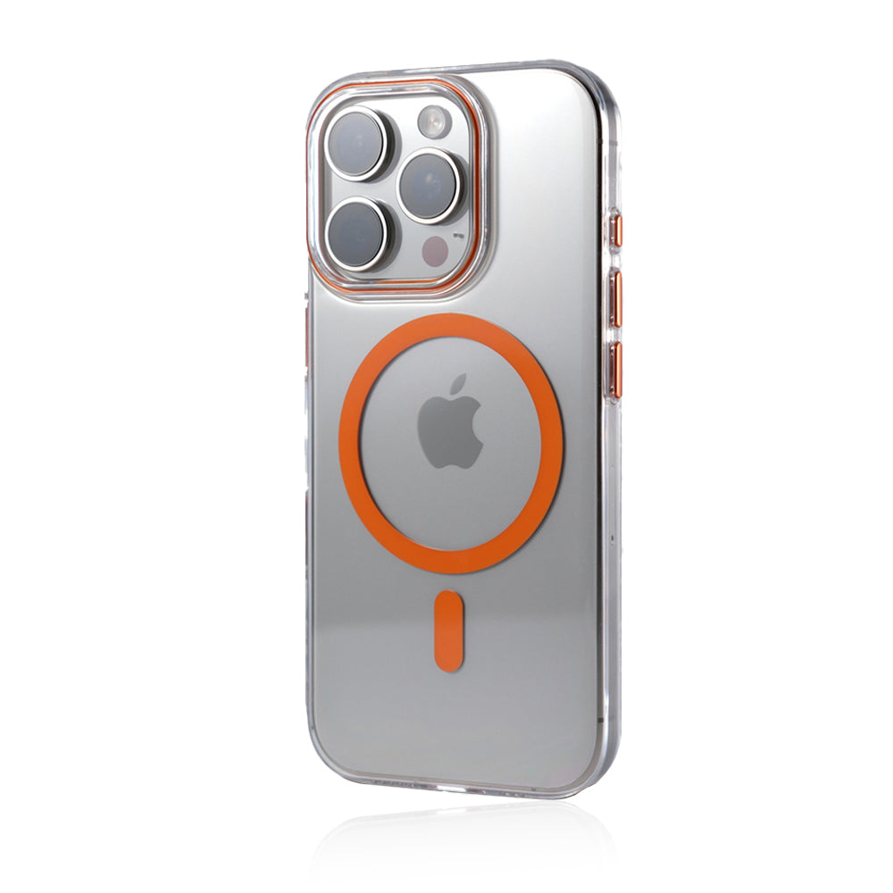Ultra-Thin Crystal Clear MagSafe Case for iPhone with Colour Accents & Metal Buttons