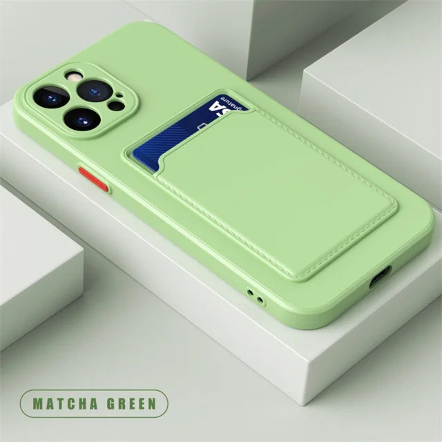 Soft Silicone Pocket Wallet Case for iPhone 11/12/13 Series