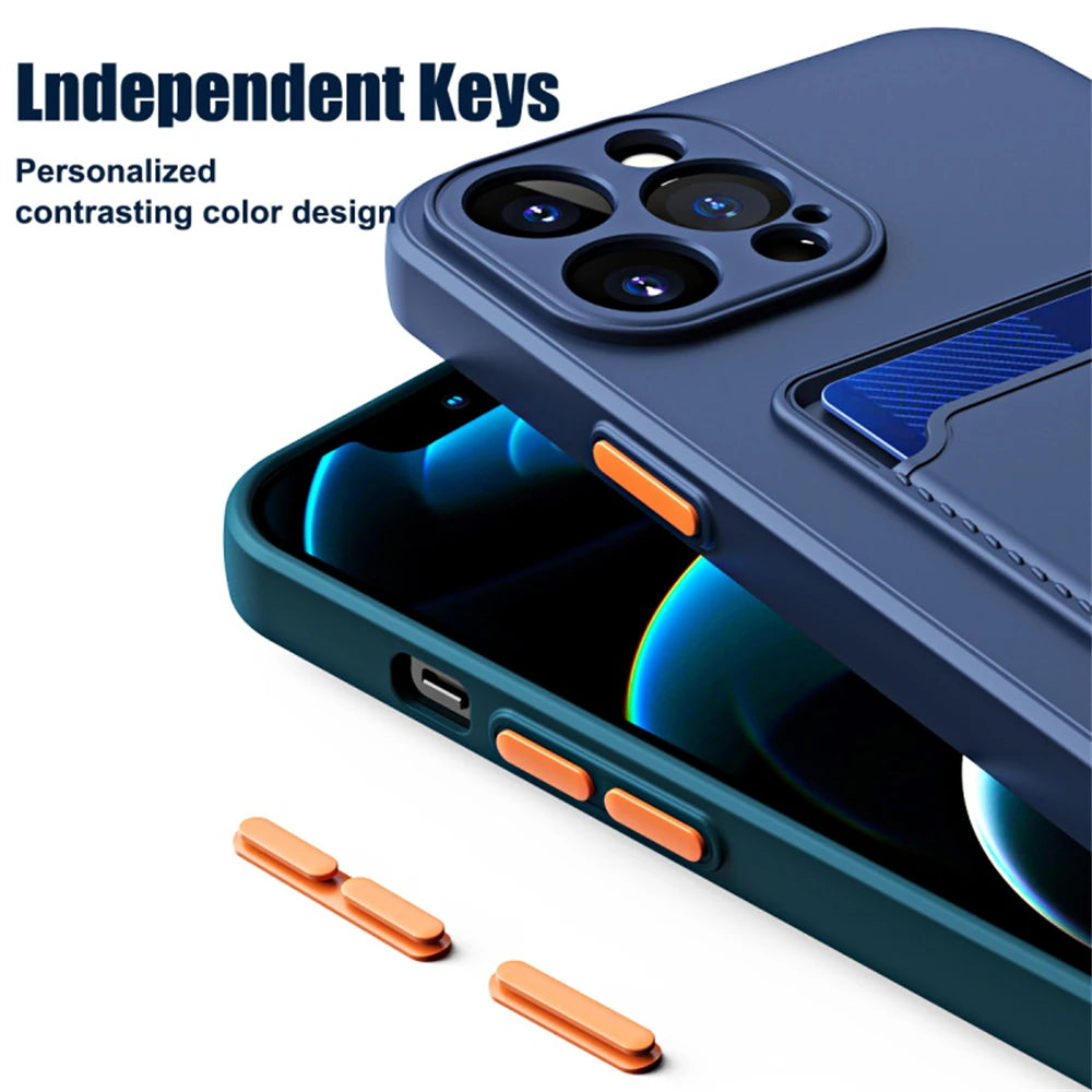 Soft Silicone Pocket Wallet Case for iPhone 11/12/13 Series