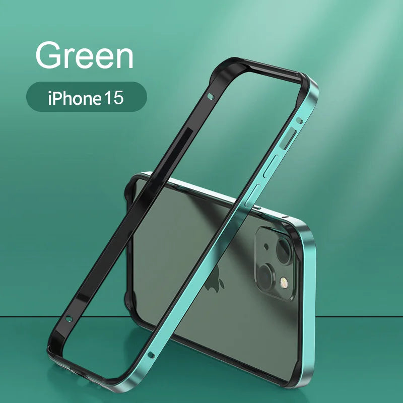 Hybrid Silicone Frame Aluminum Metal Bumper for iPhone 12/13/14/15 Series