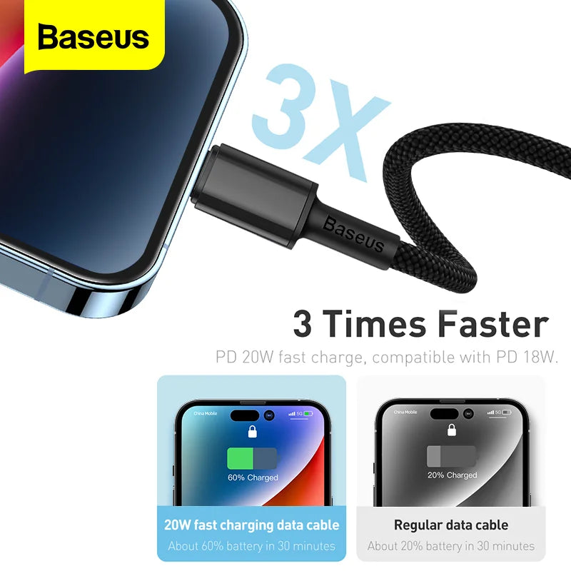 Baseus 20W Fast Charge USB-C to Lightning Cable for iPhone