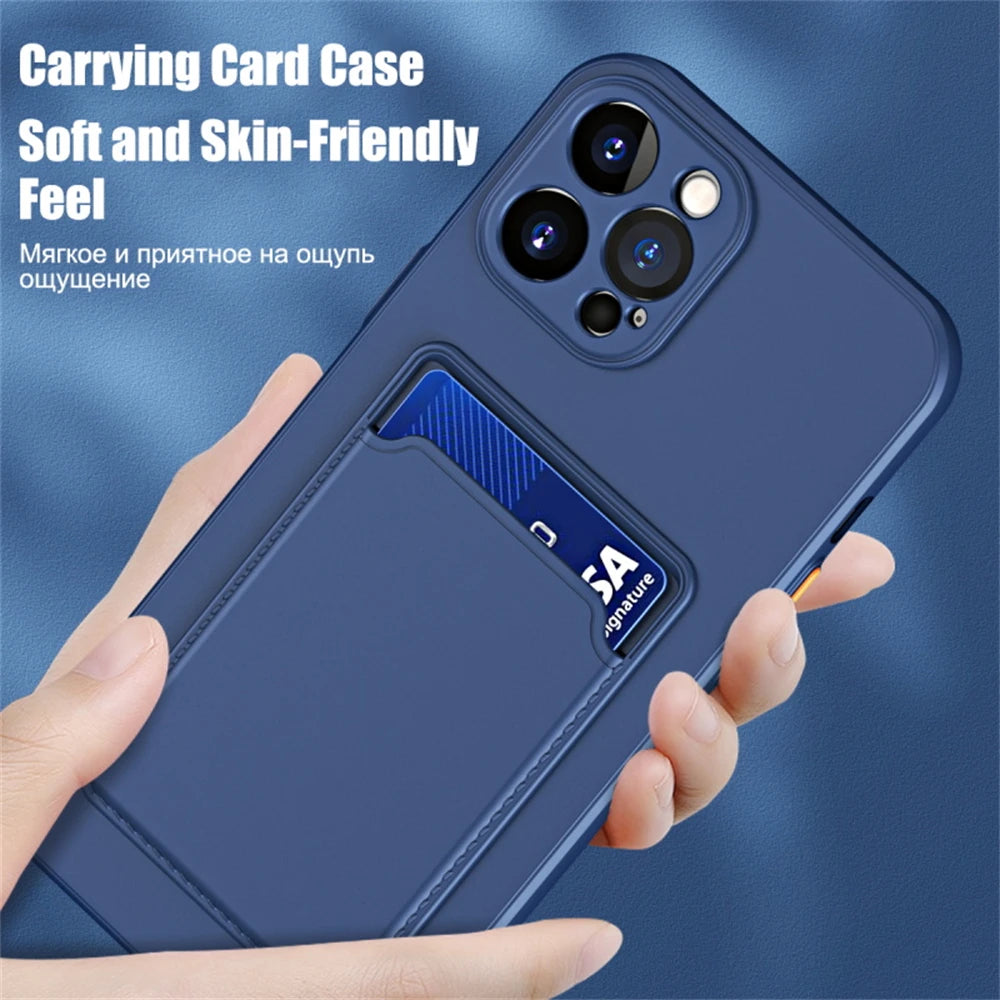 Soft Silicone Pocket Wallet Case for iPhone 14/15 Series