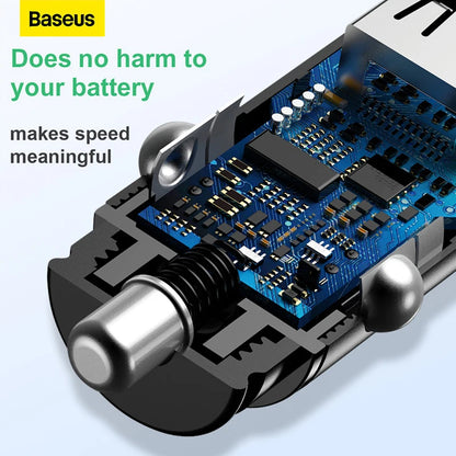 Baseus 30W Dual USB Car Charger with Quick Charge 3.0