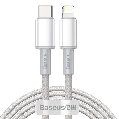 Baseus 20W PD Fast Charge USB-C to Lightning Cable in White