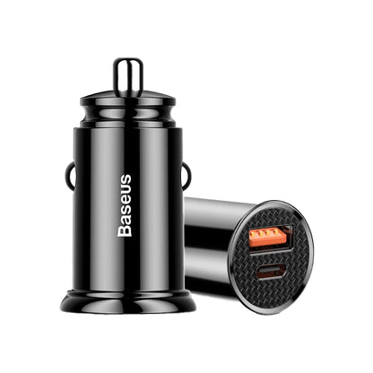 Baseus 30W USB + USB-C Car Charger with Quick Charge 4.0