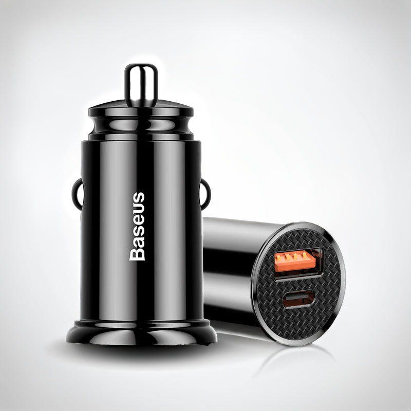 Baseus 30W USB + USB-C Car Charger with Quick Charge 4.0