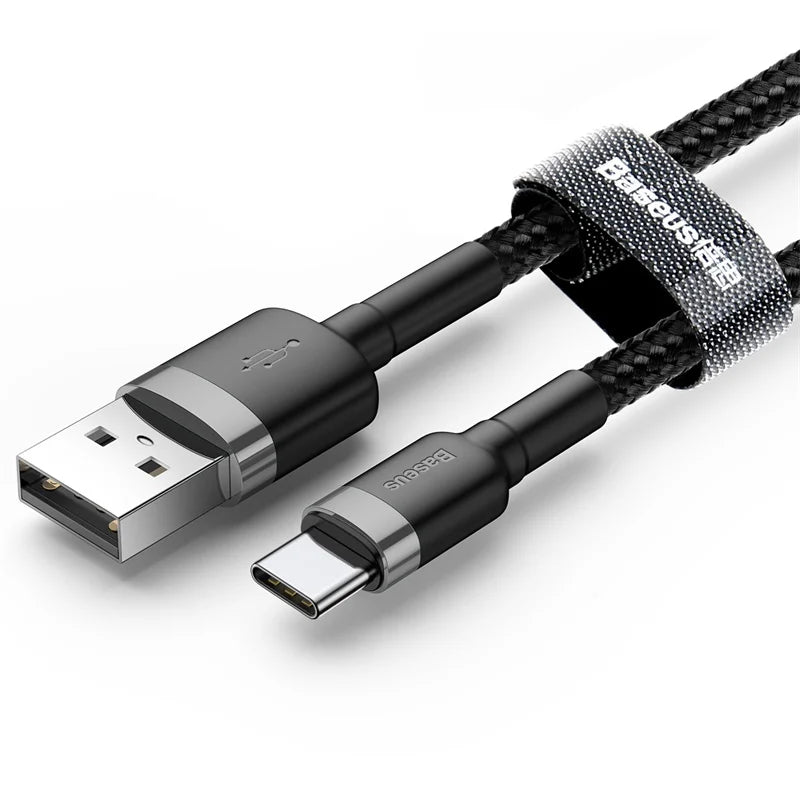 Stylish Gray Black color option of the Baseus USB to USB-C Fast Charging Cable.