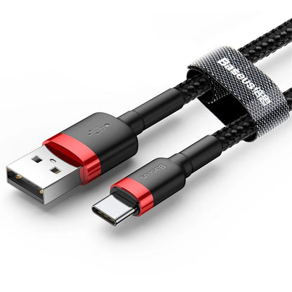 Stylish Red Black color option of the Baseus USB to USB-C Fast Charging Cable.