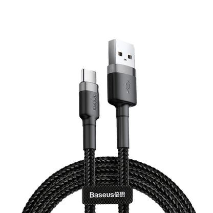 Close-up of the durable nylon braided design of the Baseus USB to USB-C Cable.