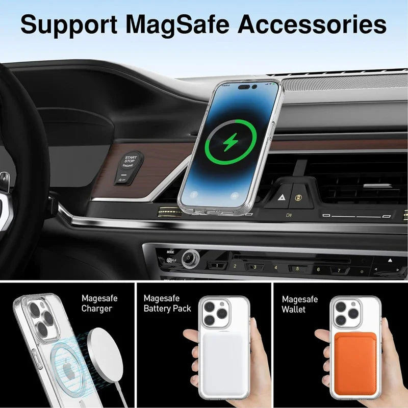 Demonstration of MagSafe compatibility with the Transparent Magnetic Case.