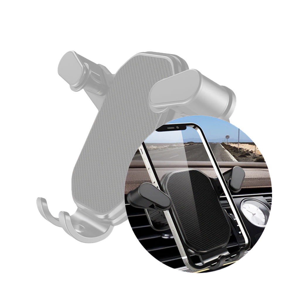 Universal Car Phone Holder attached to a car air vent, showcasing its adjustable design.